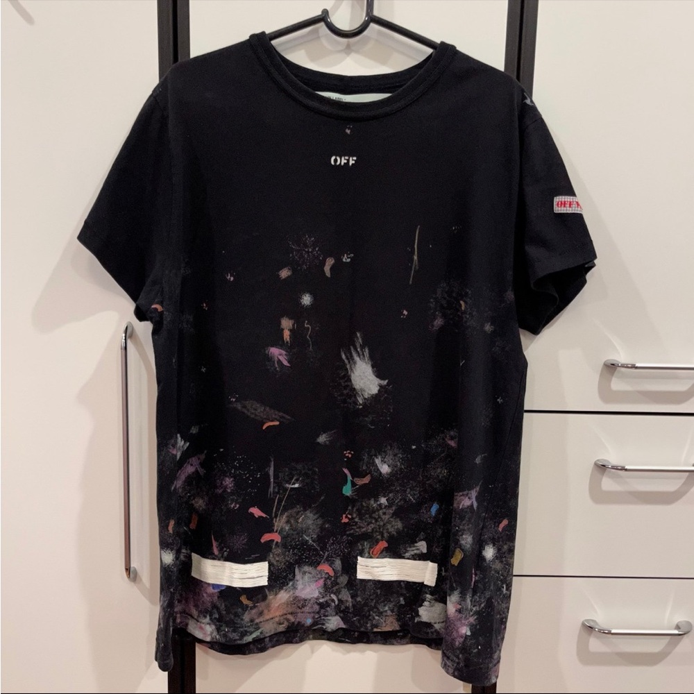 Black Graphic T-Shirt with Paint Splatter